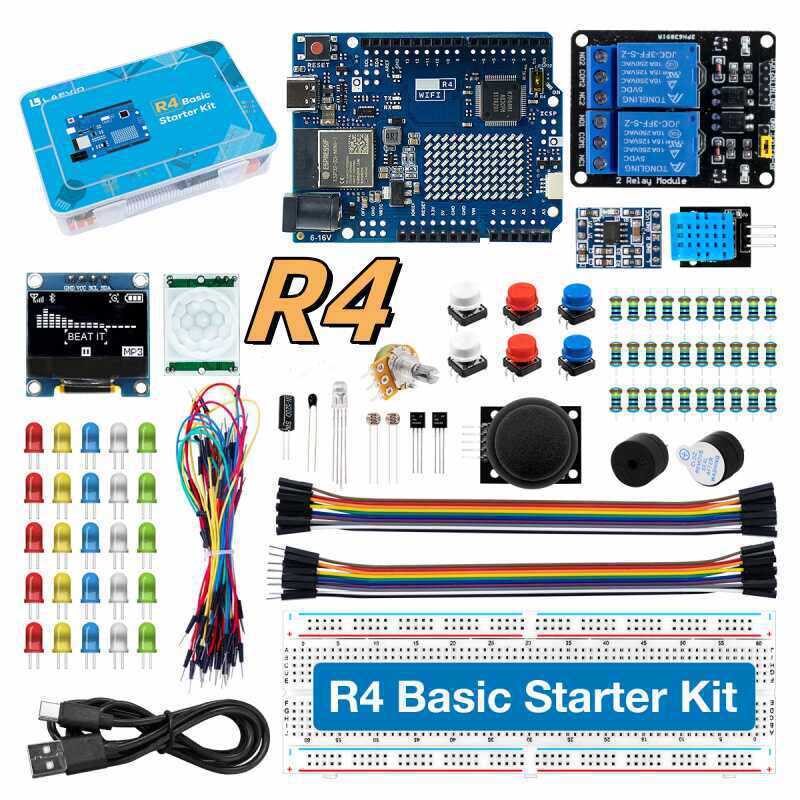Arduino Kit - UNO R4 WiFi-kompatibles Entwicklungs-Starter-Kit mit Sensoren