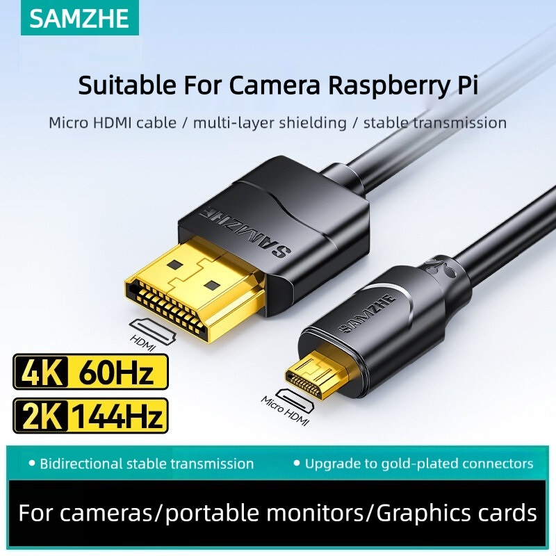 Pi Camera Cable - SAMZHE Micro HDMI-kompatibles 4K/60Hz 3D-Effekt Micro